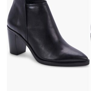 Dolce Vita Black Genuine Buttery Leather Block Heel Ankle Boots, Pointed Toe
